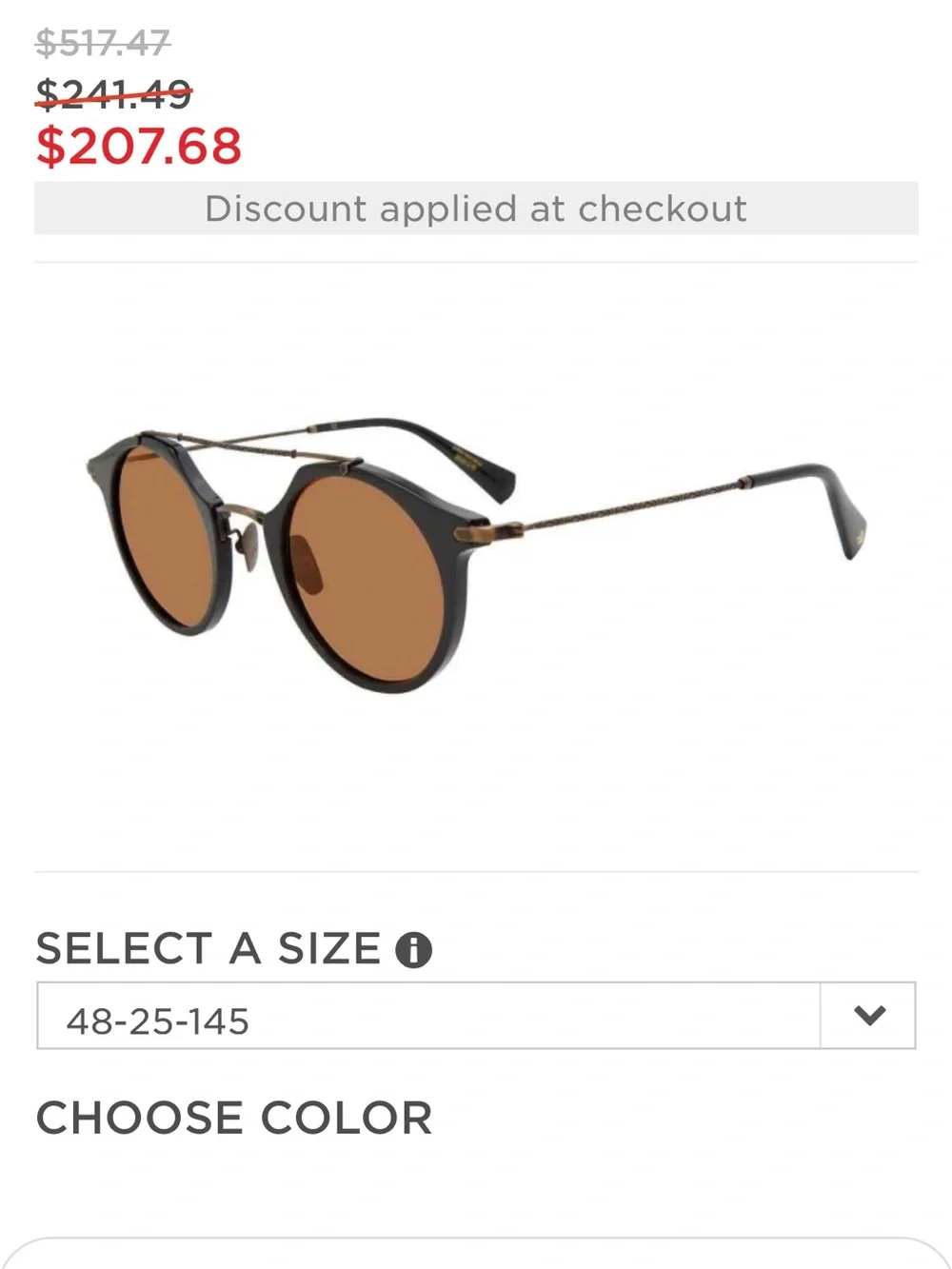 John Varvatos Round Sunglasses with Brown Lenses and Black Frame